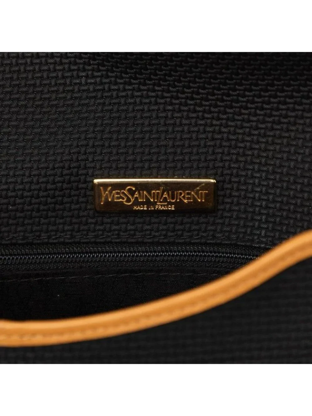 Saint Laurent Cassandra Triangle Logo Crossbody Shoulder Bag Black Beige Leather
